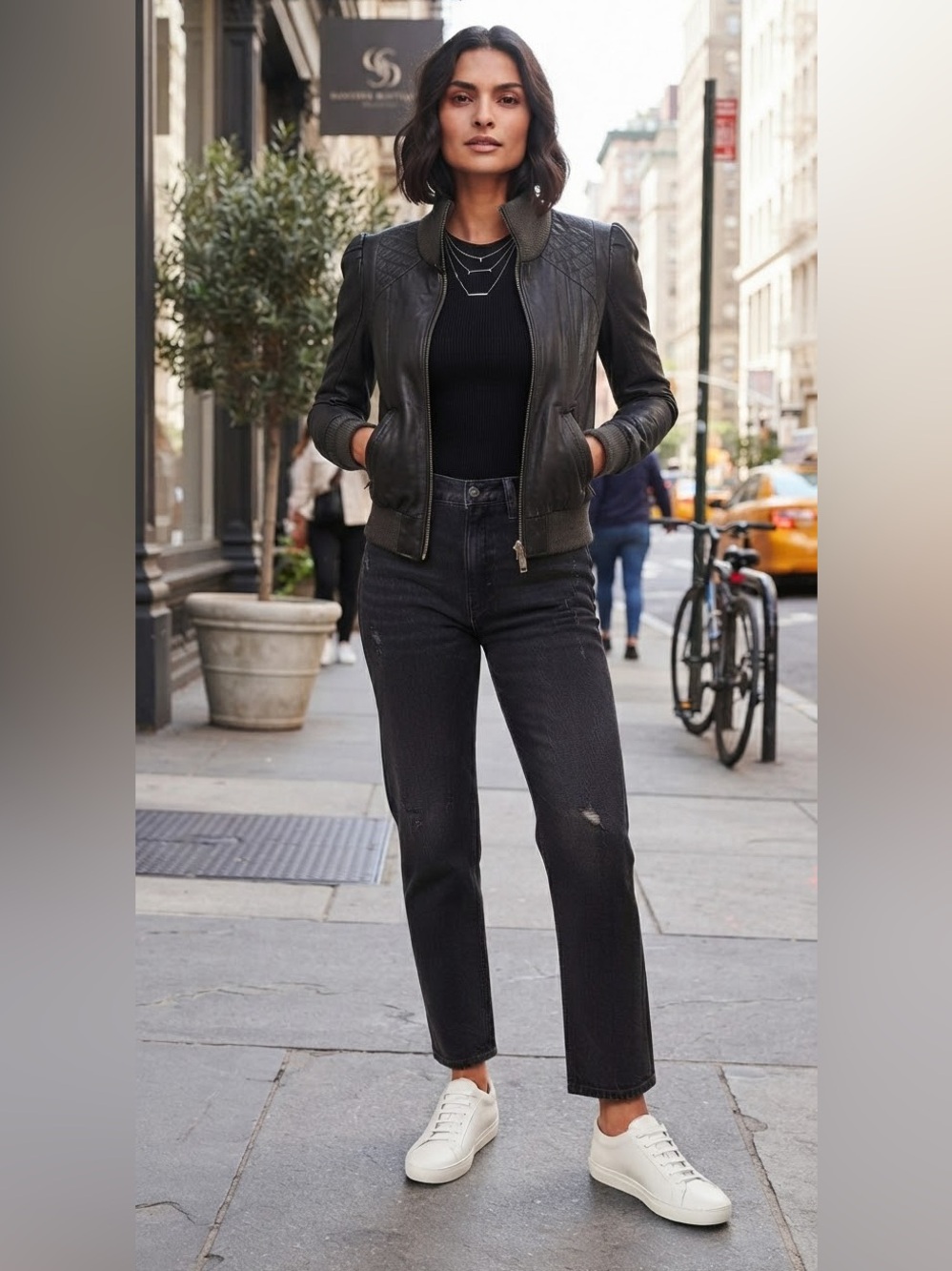 (#145)MACKAGE Genuine Lambskin Bomber Jacket